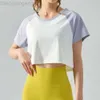 Desginer alooo yoga aloe topp skjorta kläder kort kvinna färg kontrast sport t-shirt kvinnor andas kort sommar raglan ärm lös fritid fitness topp