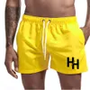 Trending Pocket Swimwear Man Summer Tripd Shorts Gym calça curta Men Fitness Casual calça fria masculino Praia curta 240412