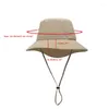 Berets Mens Summer Bucket Cowboy Fedora Hat Wide Brim verstelbaar visstrand