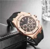 Luxe Mens Wrist Wistres Gold Dial Sapphire en acier inoxydable Silicone Watch Band Top Quality Mens Watch Sports décontractés Men de montre 9750488