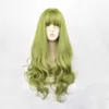 perruque bouclée humaine Wig Wig Style Air Bangs Hair Set Long Curly Hair Temperament Tempérament Womens Growth Wig