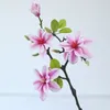 Fleurs décoratives 1pc 40cm Branche de fleurs de magnolia artificielle avec feuilles Real Touch Simulation Silk pour arrangement Decoration Table