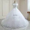 Vestidos de noiva Aplique o botão de renda aplicado em camadas de travessuras de costas vestidos de noiva vestidos de Novia Robe de Mariage