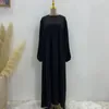 Vestidos casuais vestidos plissados muçulmanos soltos vestidos longos mulheres abaya manto árabe moda manga de manga de sopa de outono kaftan roupas islâmicas