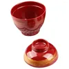 Dinnerware Sets Miso Soup Bowl Flatware Japanese Rice Cover Convenient Plastic Restaurant Lidded Containers