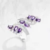 Ringos de cluster 3Colors Silver 925 Long for Women Fashion Luxury Plum Blossom Flower Crystal Wedding Ring Femme Bague Party Dinner