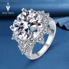 Anel de Solitaire 3ct/10ct D anel de moissanita colorida para mulheres 100% 925 Sterling Silver AU750 Noivado banhado Casamento Noiva anéis de diamante com GRA D240419