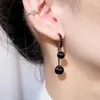 Other Temperament Retro Black Pearl Ball Drop Earrings for Women Luxury Design Elegant Crystal Dangle Earring Goth Jewelry pendientes 240419