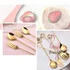 Coffee Scoops 6pcs / Set en acier inoxydable Spoon Dessert Fork Star Heart Ornaments