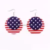 Dangle Chandelier Earrings Independence Day American Flag Us Stars and Stripes PU Leather Round Leaf Teardrop Drop for Women Jewel dhlmn