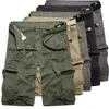 2018 Mens Cargo Shorts Summer Army Green Cotton Men Losse multi-pocket Homme Casual Bermuda broek 40