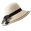 Bérets Chapeau de paille Printemps Summer Bow Suncreen Shade Beach Foldable Sun Women's Hats