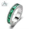 Anelli di nozze Green Smeraldo taglio radiante in argento placcato in oro 18k Lab creato Diamond Women S925 Sterling Silver Any 240419