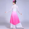 Etnische kleding Chinees Hanfu Kostuum Nationaal Dance Dress Chorus Plum Blossom Song Classical Yangge Group Fan Performance Female Long Rok D240419