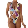 Dames badmode 2024 sexy high gesneden halter vrouwelijk vrouwelijk één stuk zwempak vrouwen crossbandage monokini bather badpak zwem bodysuit