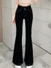 Jeans féminins décontractés en lampe haute taille élastique slim fit flare pantalon 2024 vêtements de mode automne