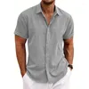 Chemises décontractées pour hommes Mode 2024 Coton à manches courtes Tops Tee Summer Cardigan Bineau Single Breasted for Men