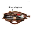 Bortkyror Vintage Men's Real Leather Handbag Top Layer Cowhide Lightweight Portfölj Arbetet Pendling av kvinnors crossbody -väska