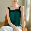 Women's Tanks Silk Suspender 2024 Summer Slim Fit One Line Collar Short Style With A Small Tank Top Chinese Printed T-shirt