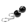 سلاسل المفاتيح 16 PCS Billiard Pool -bolk keychain table table ball key ring gift lucky No.8 25mm