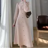 Casual Dresses Ladies 2024 Autumm Winter Korean Style tröja Stickad Office Lady Dress Elegant Fashion Big Size Women's Clothing