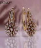 PATAYA White Snowflake Natural Zircon Dangle Earring Luxury Fashion Jewelry 585 Rose Gold Wedding Engagement 2106241790485