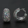 Stud Earrings Trendy Jewelry Rhodium Silver Plated Color Women's Cooper Wedding Colorful Cubic Zirconia Brincos Brinco