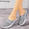 Sapatos casuais feminino Mesh apara calçados plataforma tênis slip-in ortopédico sandálias de almofada plana