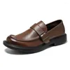 Chaussures décontractées Fashion Men de style britannique British Style Slip on Summer Men Men Leather Soft Sole Office A13