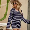 Women's Two Piece Dress New women's V-neck hooded sweater loose striped two-piece spring knitted casual set size plus Two Piece Sets