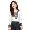 Chemises de mousseline de chemisiers pour femmes printemps / été chinois style lâche Vintage Tops Patchwork Clothing Ycmyunyan