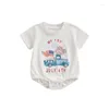 Abbigliamento set 4 luglio BAMBINO Girl Outfit nato 4 ° pagliaccio a manicotto Shirt American Bandiera American