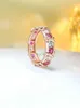Wedding Rings Exquisite 925 Silver Diamond Artificial Red Treasure Ring Set met hoge koolstofdiamanten veelzijdig temperament 240419