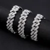 Hip Hop Shiny 15mm Cuban Link Catena Collana Donne uomini Silver Rhinestone Iced Out Cuban Chain Punk Gioielli Punk Regalo 240323