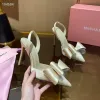 Högklackade sandaler för Womens Mach Satin Fashion Bow Dress Shoes Crystal Embelled Rhinestone Evening Shoe Stiletto Heel Ankel Strap Designers 10cm