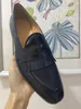 Klädskor trendiga män kontor arbetar formell slip på fransade loafers svarta vintage tofsar läder manliga bekväma kausala lägenheter