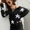 Women's Sweaters Casual Five Star Jacquard Sweater for Women New Fashion Drawstring Pullover Knitwear Design Sense Top Plus Size T Shirt tops