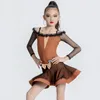 Scene Wear Children's National Standard Latin Dance Dresses Waltz Ballroom Competition Clothes Girls Mesh ärmar klänning SL8391