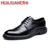 Dress Shoes Business Mens Fashion Leather Oxford Men Wedding Lace-Up Solid Black Footwear Brand Italiaanse kantoor Derby-schoen