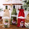 Décorations de Noël Ensemble de bouteille de ventre Sac en lin de champagne décoration de table de champagne