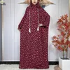 Ethnic Clothing Newest Muslim Hijab Long Sleeve Women Eid Hooded Two Hats Cotton Loose Dress Dubai Islamic Maxi Arab Robe African Abaya Clothing d240419