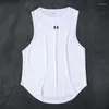 Tanque de tanques masculinos de verão masculino gelo camisetas de seda ginástica academia respirável camiseta sub-camiseta machos malha de malha de coleta de coletes de secagem rápida mangas