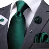 Cravatta maschile Luxury 8,5 cm larga seta verde solido cravatta tasca quadrata set di pezzi di spillo per uomo designer hi-tie 240323