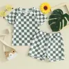 Zestawy odzieży Lioraitiin Toddler Boys Summer Swimsuit Checkerboard Druku