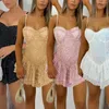 Casual Dresses Wishyear Luxury Glitter Sexig Rem Nattklubb Party Dress for Women Summer Birthday Prom Short Gown Pink paljett Mini Vestidos