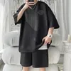 2024 Мужчины Set Fashion Summer Loak Caual T -рубашки высококачественные корейская роскошная одежда Solid Color Shot Sets 240410