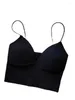 Women's Tanks 2024 Ladies Camisole Slim Fit Sexy Stretch Push Up Bra With Chest Pads Cropped Navel Short Tube Top V-Neck Tops