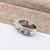 Cluster Rings High Quality Wide Verge Women Female Party Engagement Jewelry 925 Sterling Silver Finger Lace Ring With Color Crystal