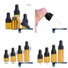 Bouteilles d'emballage en gros capuchon noir capuchon en verre ambre rond 1 ml 2 ml l 5 ml Échantillon d'huile essentielle Conteneur de pipette pour le voyage Del Dhrws