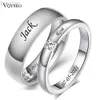 Solitaire Ring Custom Stainless Steel Wedding Couple Rings for Women Men Engagement Bands CZ Stone Puzzle Solitaire Party Ring Jewelry Gift d240419